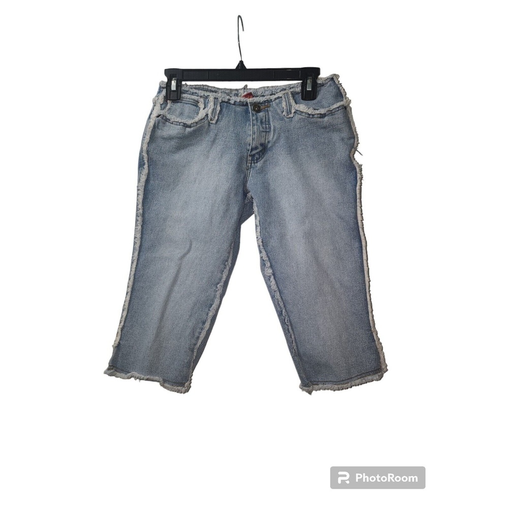 Zana Di Denim Capri Frayed‎ Hem Cropped Jeans Blue Wash Juniors Size 9